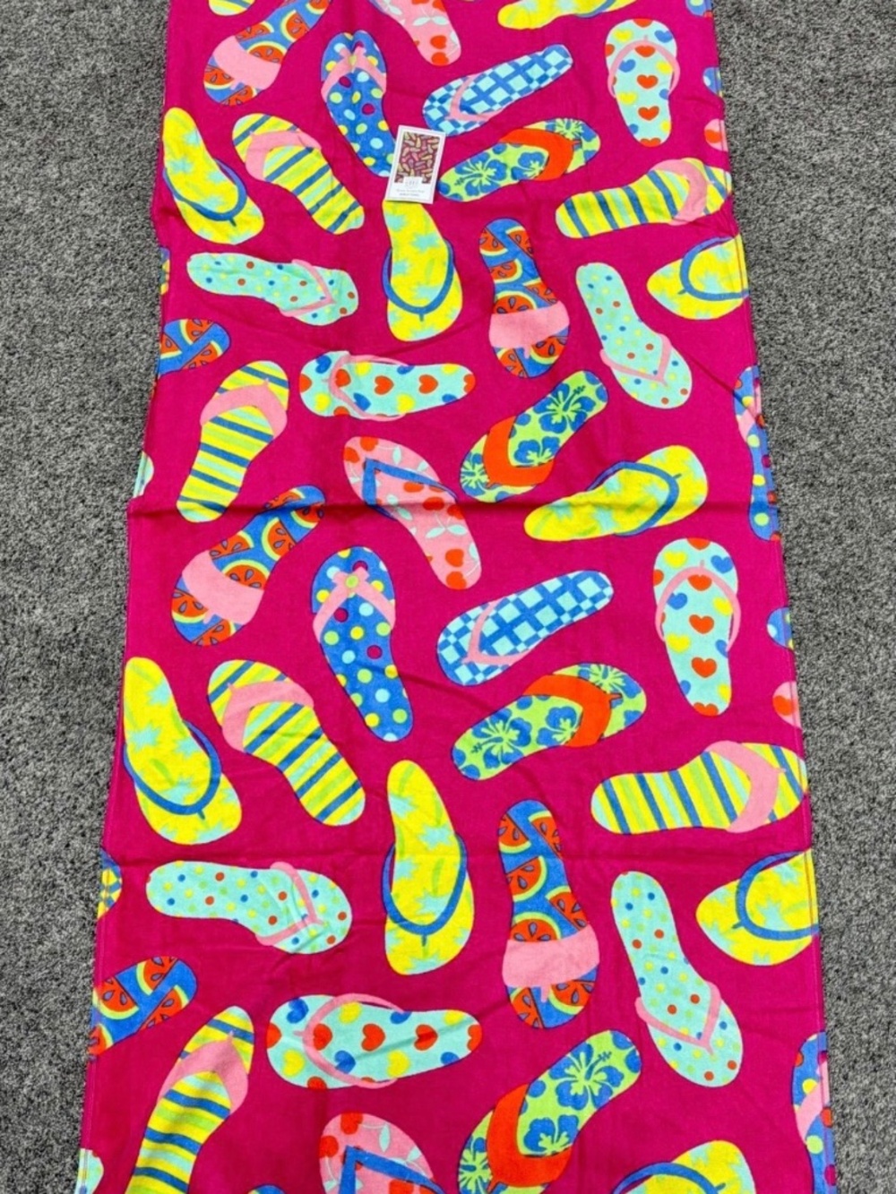 NEW Modern Southern Home Beach Towel with Multi Colored Flip Flops